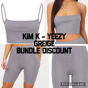 NWT KIM K YEEZY CROP SHORT MATCHING SET GREY PLT